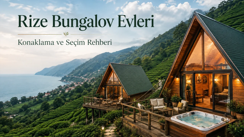 Rize’de deniz ve doğa manzaralı ahşap bungalov evleri